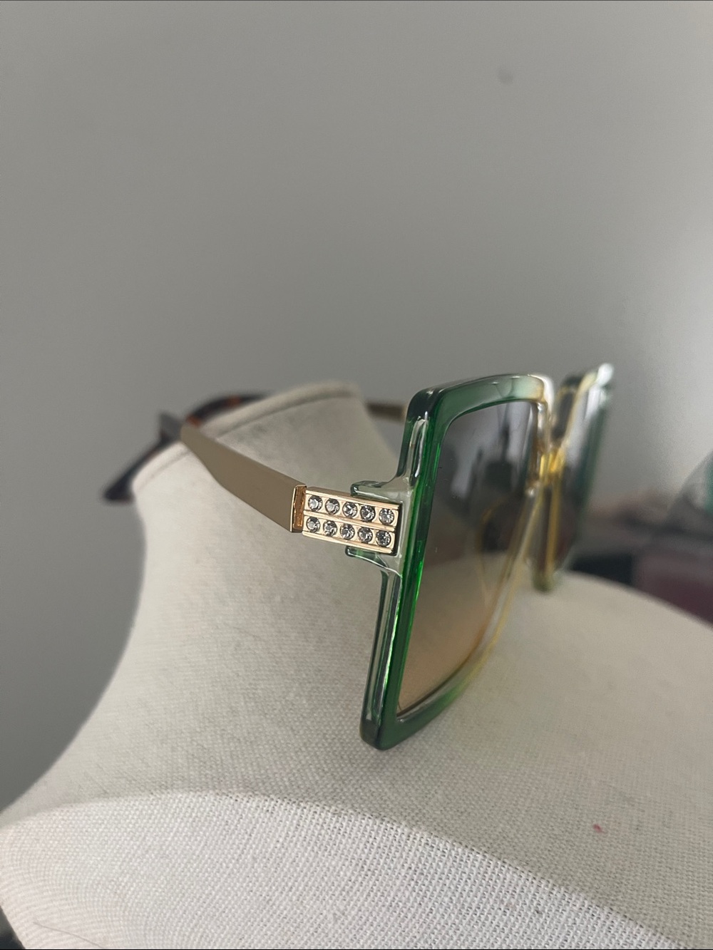 Green and Yellow Oversized Square Sunglasses - Women Accessories - Picture 2 of 2